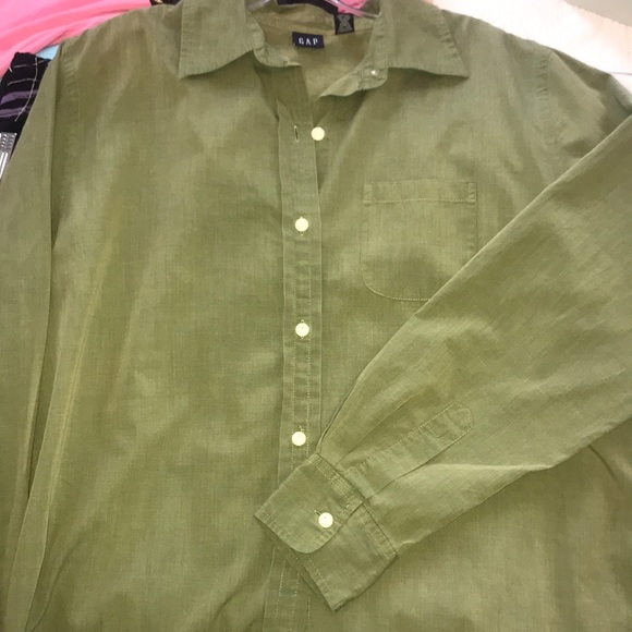 GAP Tops - GAP Lime green button down w/ long sleeves